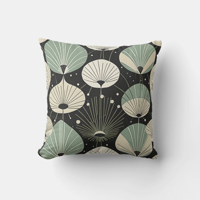 Coussin Motif moderne géométrique de l'ère atomique rétro (Recto)