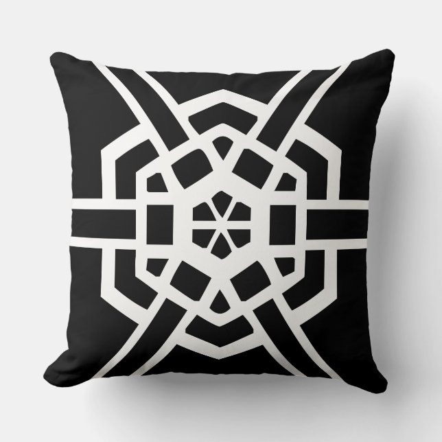 Coussin motif moderne noir et blanc (Recto)