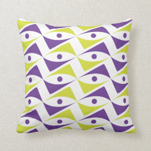 Coussin Motif moderne pourpre et Chartreuse  vert jaunâtr