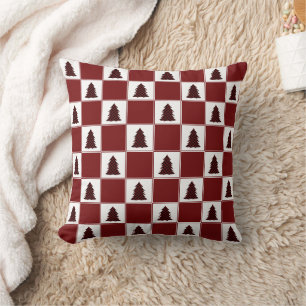 Coussin Motif moderne Red Buffalo Plaid Christmas Tree