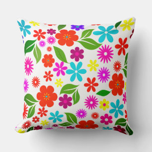 Coussin motif moderne rétro moderne fleuri coloré du milie