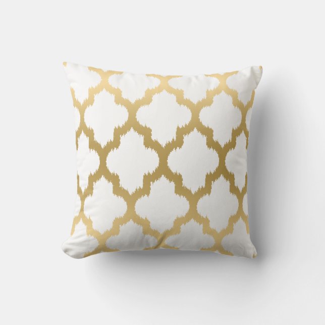 Coussin Motif moderne réversible Gold & White Quatrefoil (Recto)