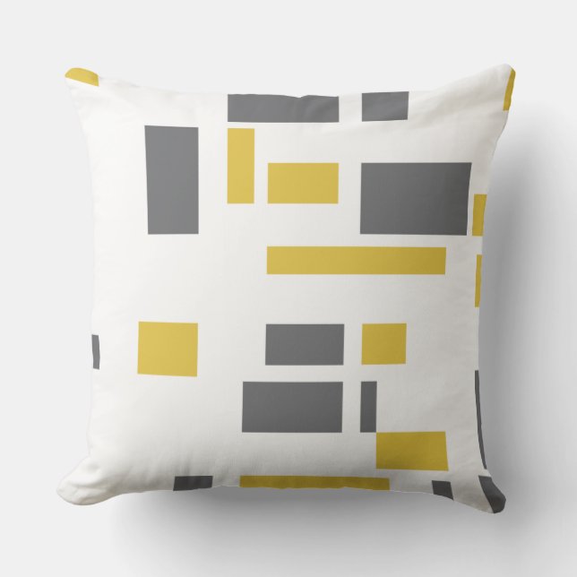 Coussin Motif moderne, simple, cool géométrique jaune gris (Recto)