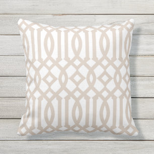 Coussin Motif moderne Trellis blanc et beige