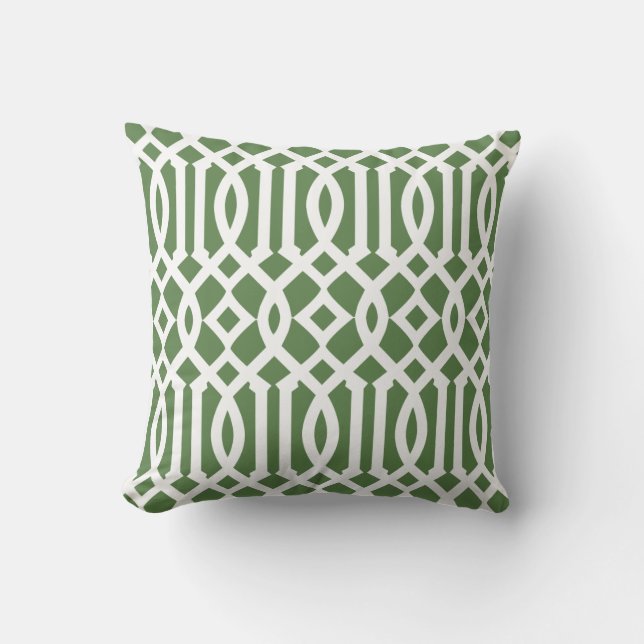 Coussin Motif moderne vert et blanc Trellis (Recto)