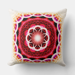 Coussin Motif mosaïque fractale rouge