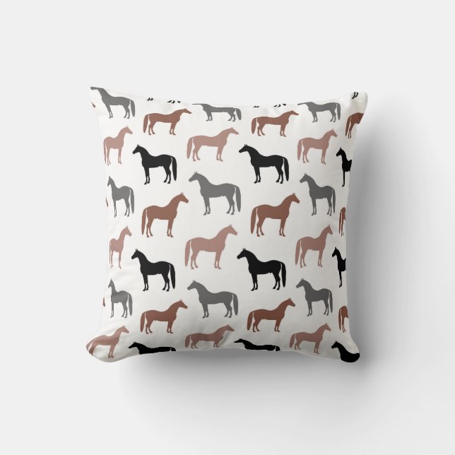 Coussin Motif multicolore de chevaux (Recto)