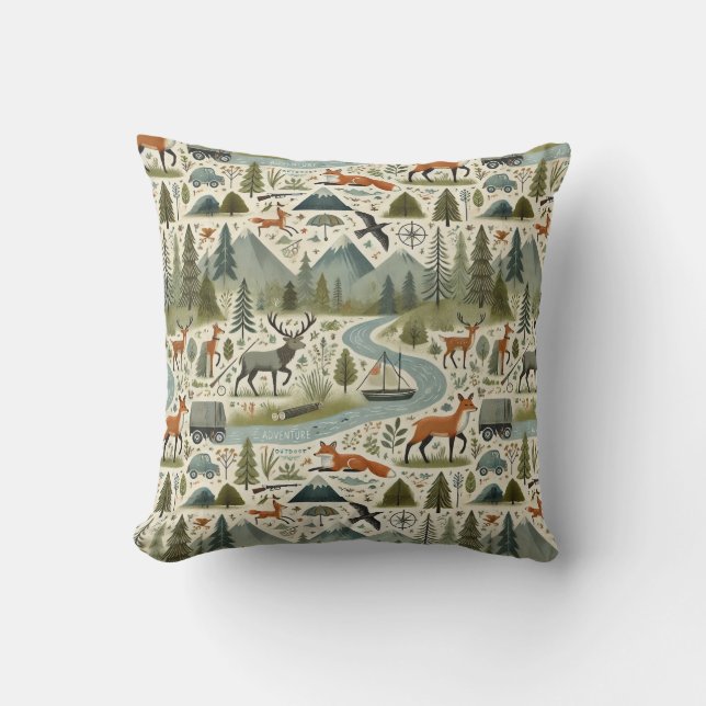 Coussin Motif nature et aventure (Recto)