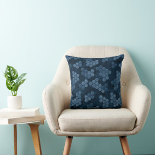 Coussin Motif nid d'abeille abstrait bleu