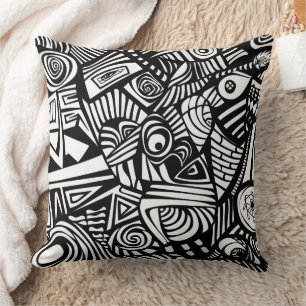 Coussin Motif noir blanc mignon