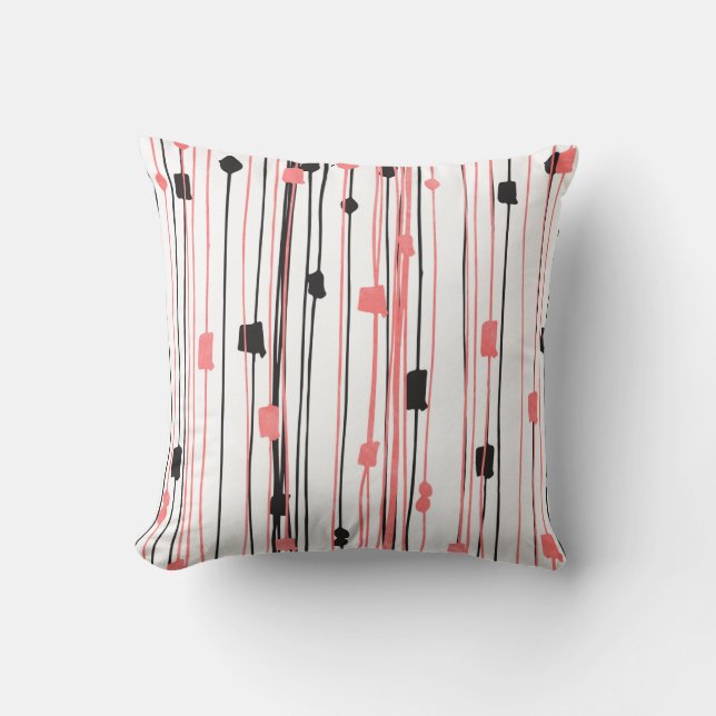 Coussin Motif noir de corail tiré par la main d'abrégé sur (Recto)