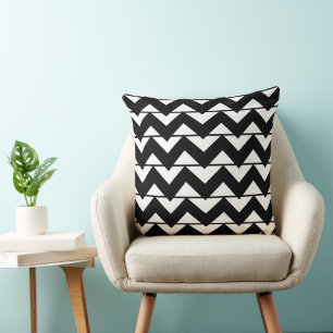 Coussin Motif noir et blanc Chevron Stripe