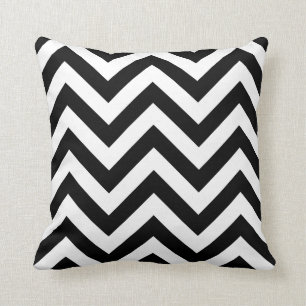Coussin Motif noir et blanc de chevrons de zigzag