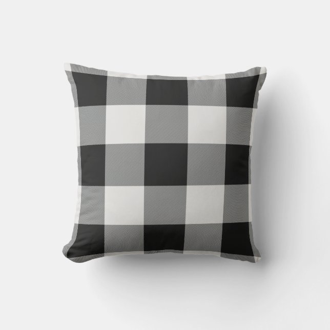Coussin Motif noir et blanc de contrôle de Buffalo (Recto)