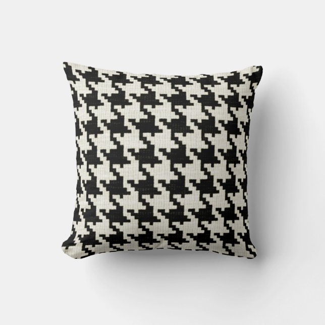 Coussin Motif noir et blanc de pied-de-poule (Recto)