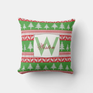 Coussin Motif norvégien des sapins de Noël alpins