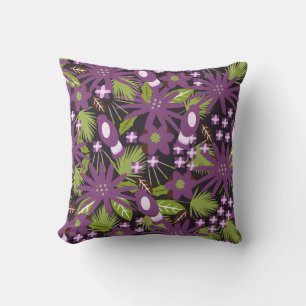 Coussin Motif Oiseau de la Jungle Vert Foncé Tropical