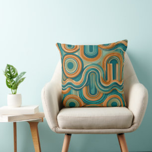 Coussin Motif ondulatoire géométrique rétro des années 197