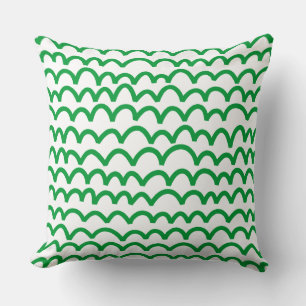 Coussin Motif ondulé - Vert herbe sur blanc