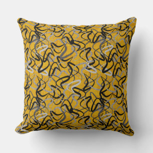 Coussin Motif or, noir et gris Boomerang Rétro