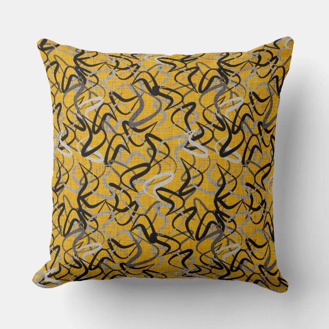 Coussin Motif or, noir et gris Boomerang | Rétro (Recto)