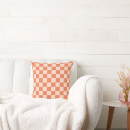 Coussin Motif Orange Checker
