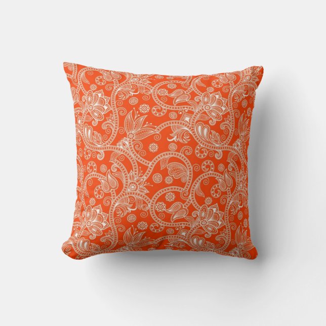 Coussin Motif orange de remous de damassé (Recto)