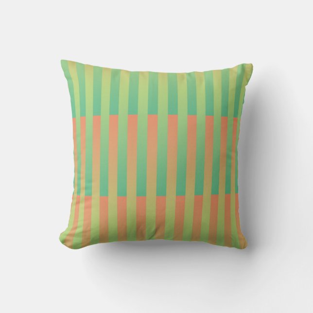Coussin Motif orange vert rayé (Recto)