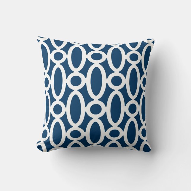 Coussin Motif ovale moderne de liens dans le bleu marine (Recto)