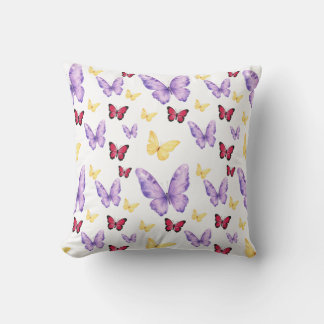 Coussin Motif papillon aquarelle coloré