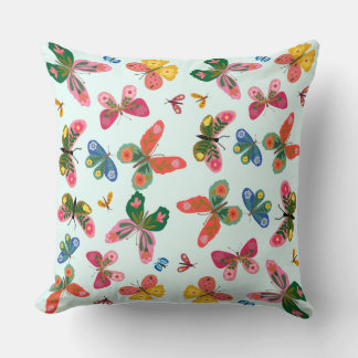 Coussin Motif papillon floral bleu mignon