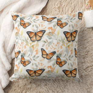 Coussin Motif papillon orange Monarch
