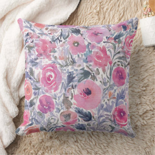 Coussin motif pastel de fleurs sauvages douces
