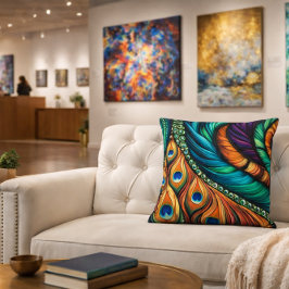 Coussin Motif Peacock Feather