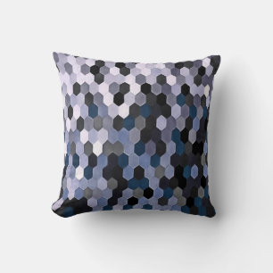 Coussin Motif peigne en gris et bleu