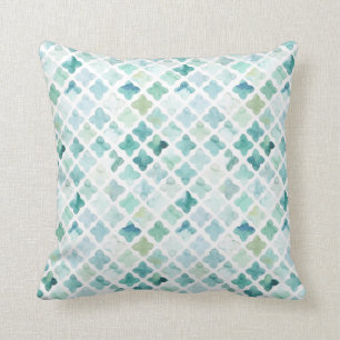 Coussin Motif peint à la main de turquoise