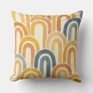 Coussin Motif peint à l'échelle de poisson en arche bohémi