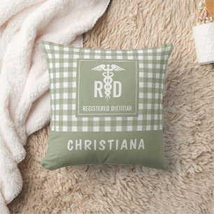 Coussin Motif personnalisé de diététiste enregistré RD