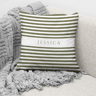 Coussin Motif personnalisé de rayures vertes modernes