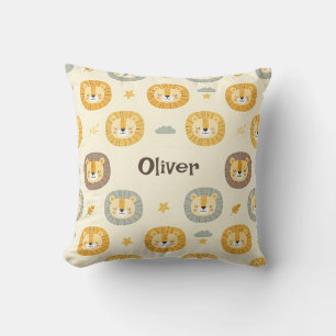 Coussin Motif personnalisé de visage de lion de safari mig