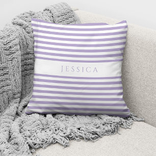 Coussin Motif personnalisé moderne violet rayé