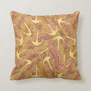 Coussin Motif peu précis d'hippocampe et d'Ancre