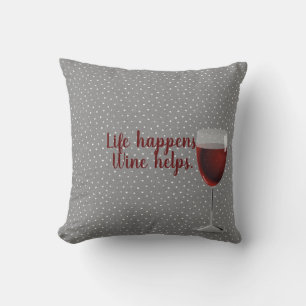 Coussin motif pin point avec vin rouge verre lumbar coussi