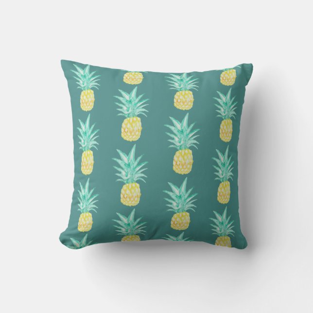 Coussin Motif Pineappy Art Turquoise (Recto)