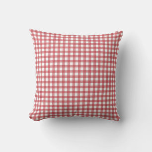 Coussin Motif Plaid rose et blanc décoratif