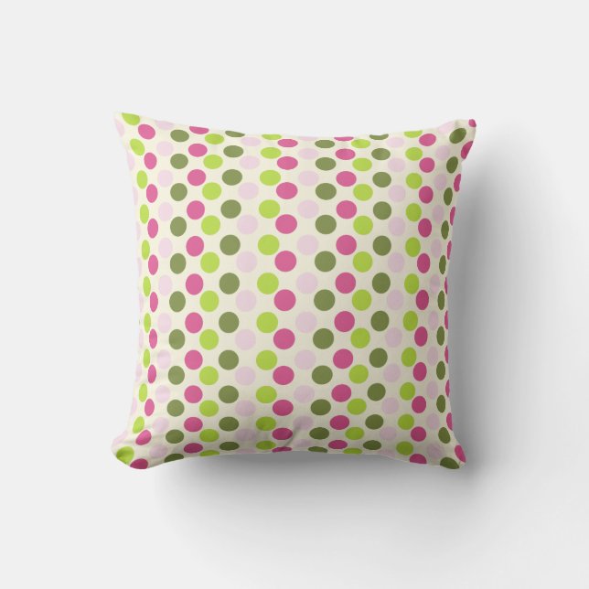 Coussin Motif pointu en rose et vert (Recto)
