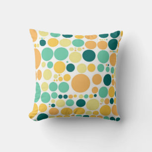 Coussin motif pois   Bleu orange rétro