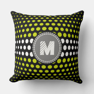 Coussin Motif Pois Monogram Acid vert & blanc