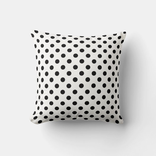 Coussin Motif Pois noir sur Arrière - plan blanc (Recto)