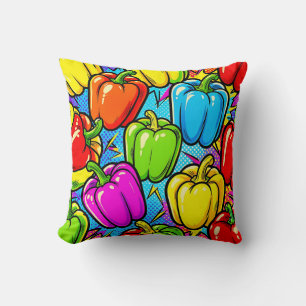 Coussin Motif Poivrons Pop Art